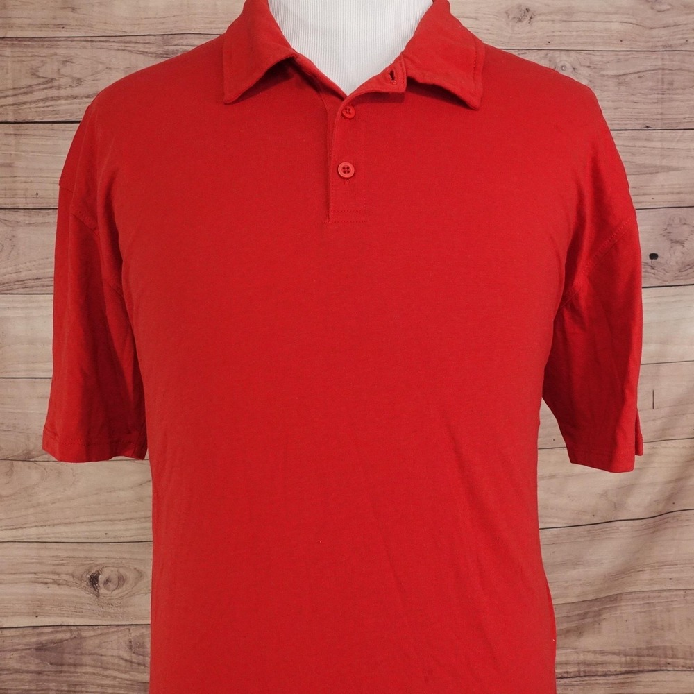 True Classic Polo Shirt Mens 2XL Red Cotton Polyester Solid Tagless Knit Casual